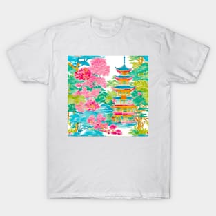 Preppy, grandmillennial chinoiserie garden T-Shirt